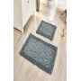 ÇAPA HOME PAMUK 2'Lİ BANYO PASPASI YAPRAK DESEN ANTRASİT 8696474231910